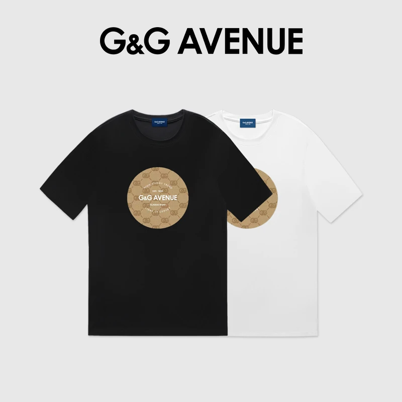 G&G Avenue轻奢潮牌休闲短袖T恤男女同款纯棉时尚情侣春夏宽松