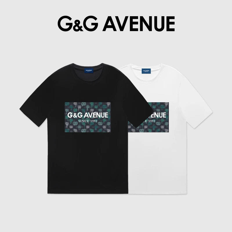 法国G&G AVENUE轻奢潮牌夏季纯棉休闲短袖T恤男女同款运动宽松