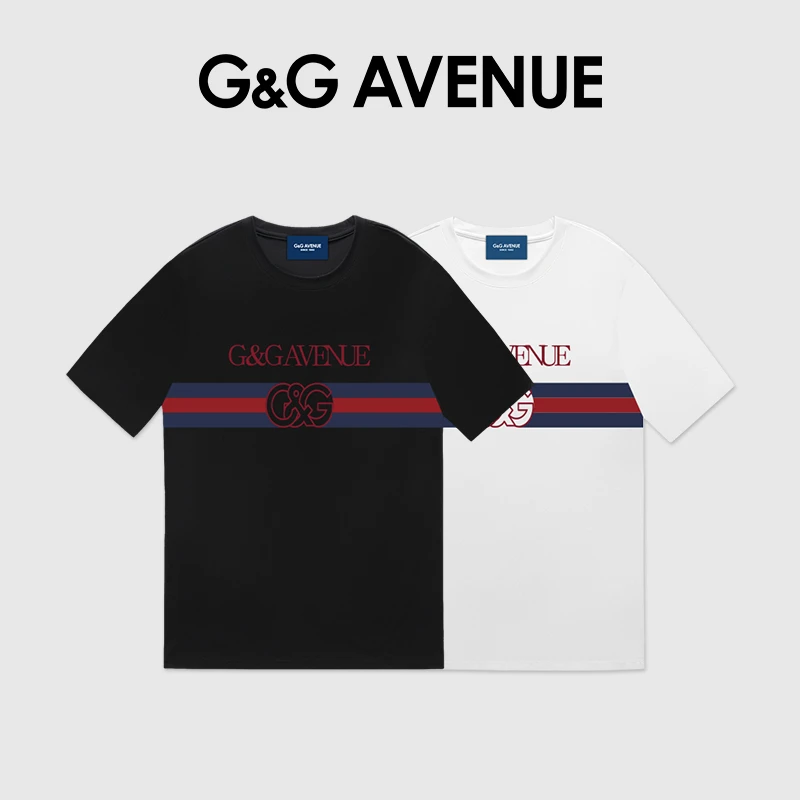 G&G AVENUE 轻奢潮牌夏季纯棉短袖T恤男女同款美式复古高街高级感