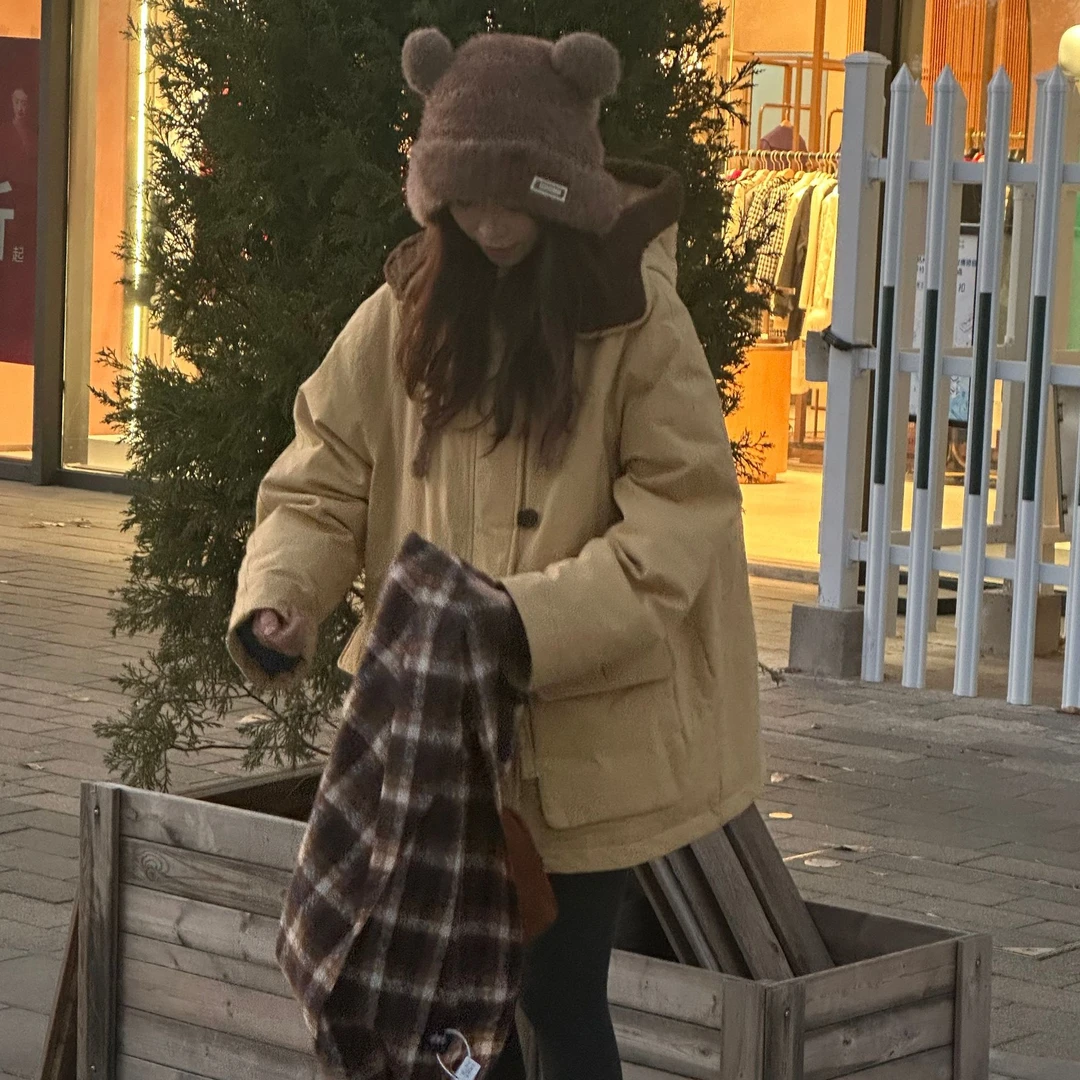韩货-【黄油小熊】冬季简约休闲慵懒保暖羽绒服/0121
