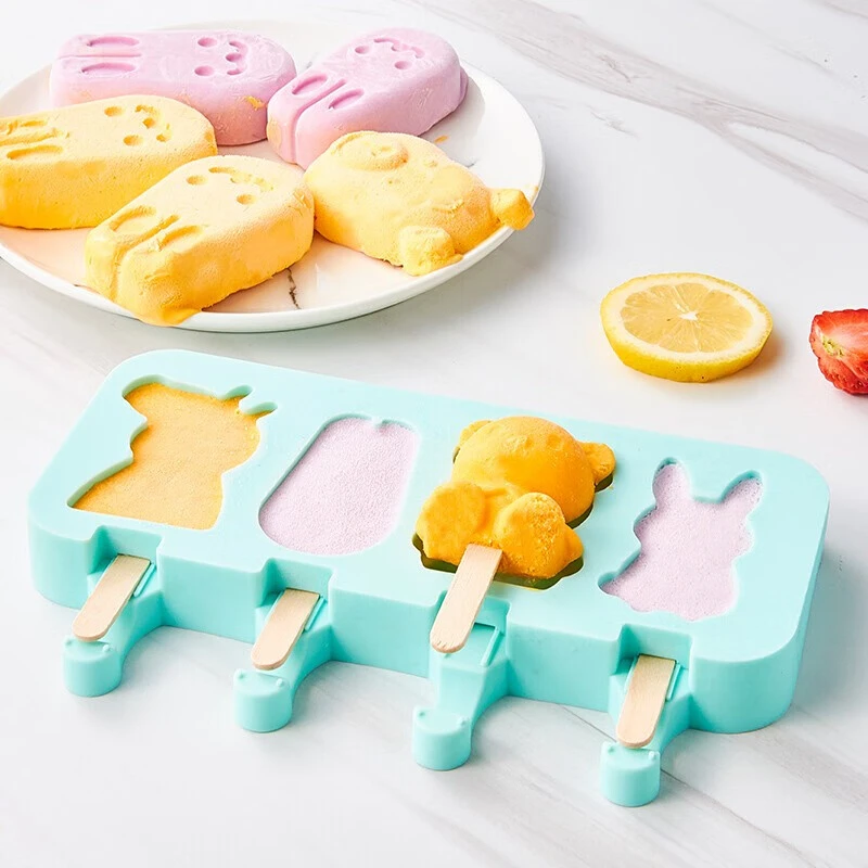 杰凯诺硅胶冰棍冰淇淋雪糕模具三模儿童小冰棍雪糕模具冰棒可爱