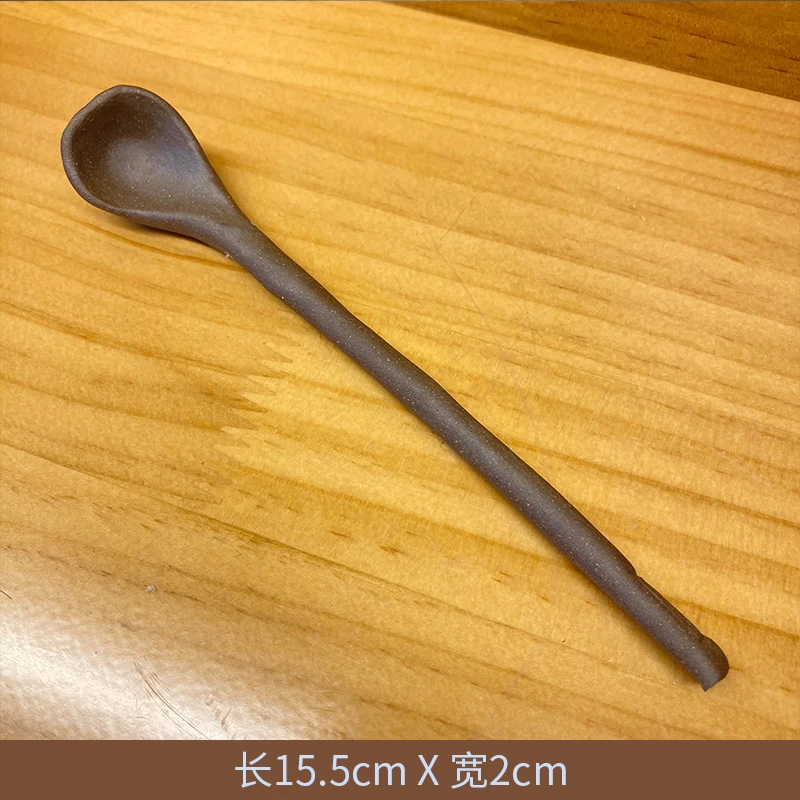 暖小瓷 炒茶勺咖啡勺 原矿粗陶老岩泥 手工打造 复古朴拙 尺寸15.