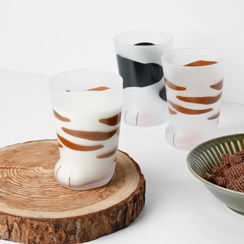 日本猫爪杯可爱玻璃杯高颜值网红ins卡通可爱杯子促销节日伴手礼