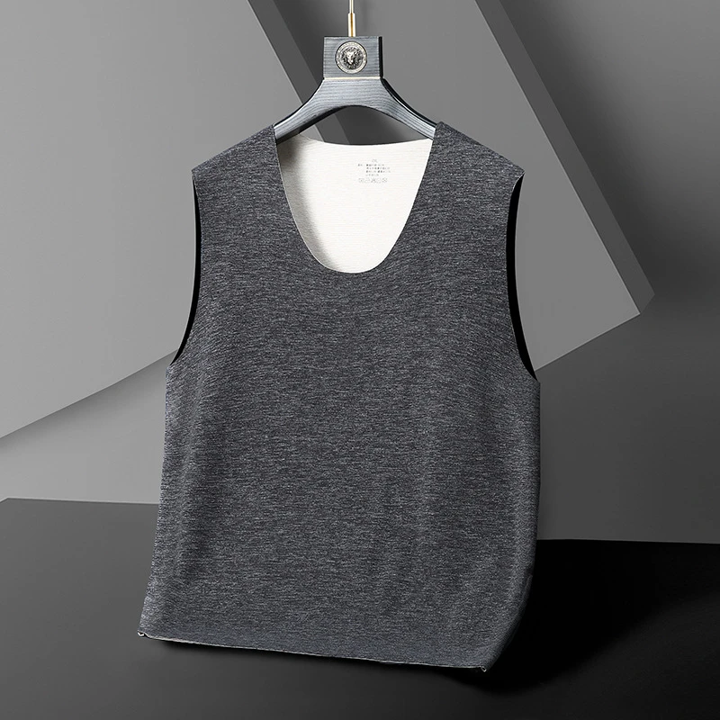 【吴老板大码男装】秋冬新款男士加肥加大码中老年V领保暖背心