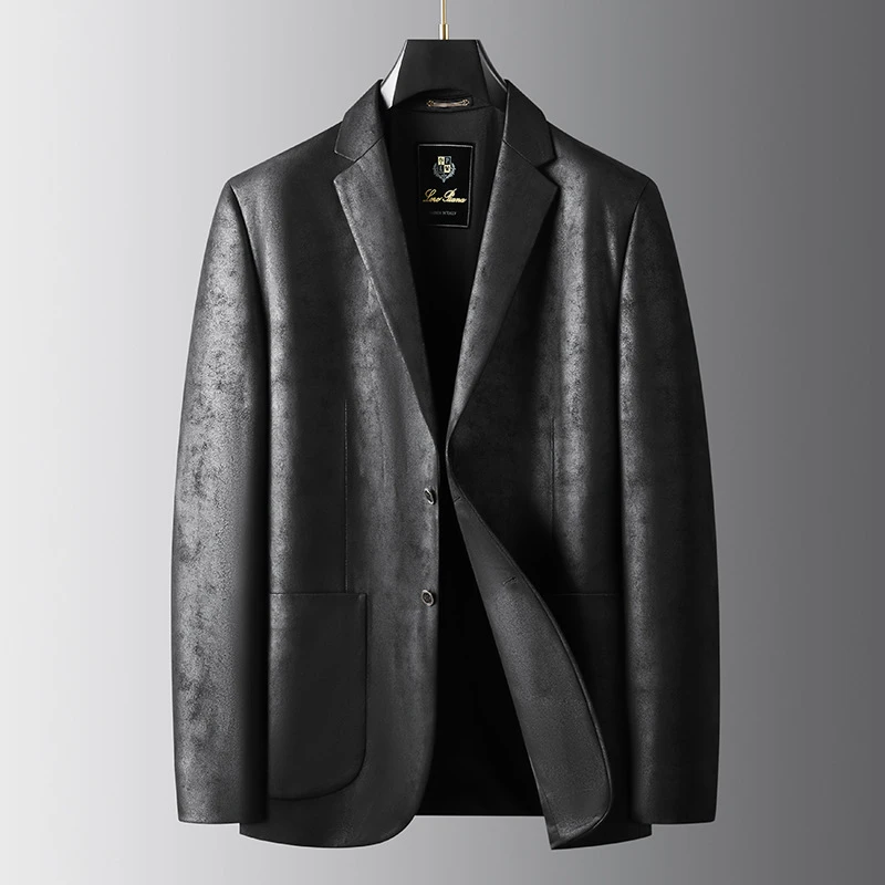 【吴老板大码男装】潮胖西服加肥加大码男时尚休闲印花西装外套