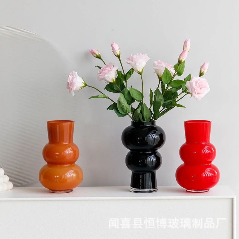 现代简约新款中古玻璃花瓶装饰居家插花水培鲜花干花必备ins摆件