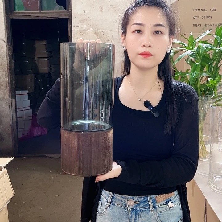 高度35带木托底座灰色花瓶