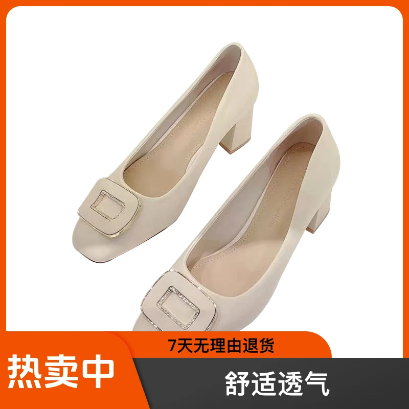 新款女鞋小方头法式气质百搭单鞋8801