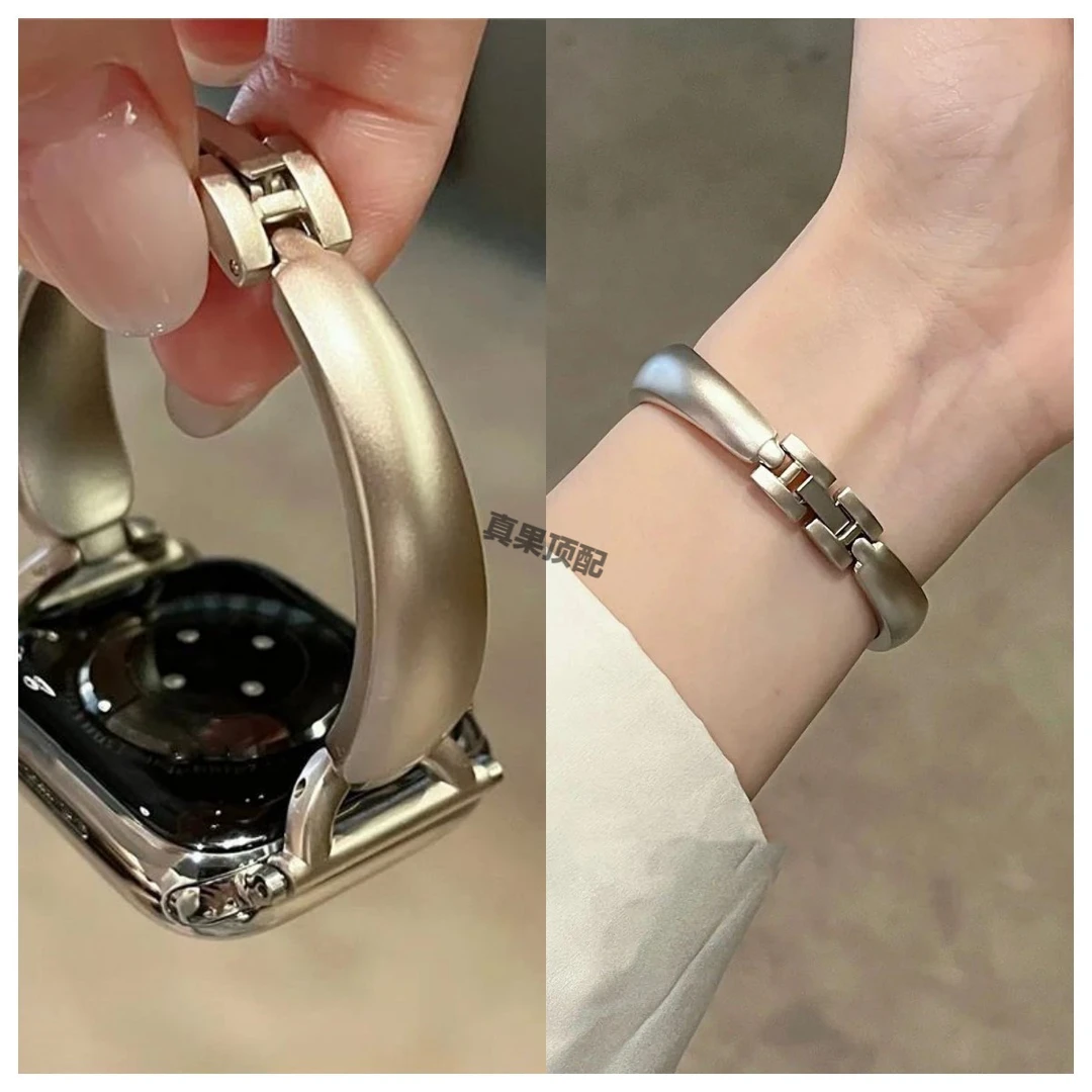 适用苹果手表iwatchs11表带s10手镯式applewatch女款s9金属se表链