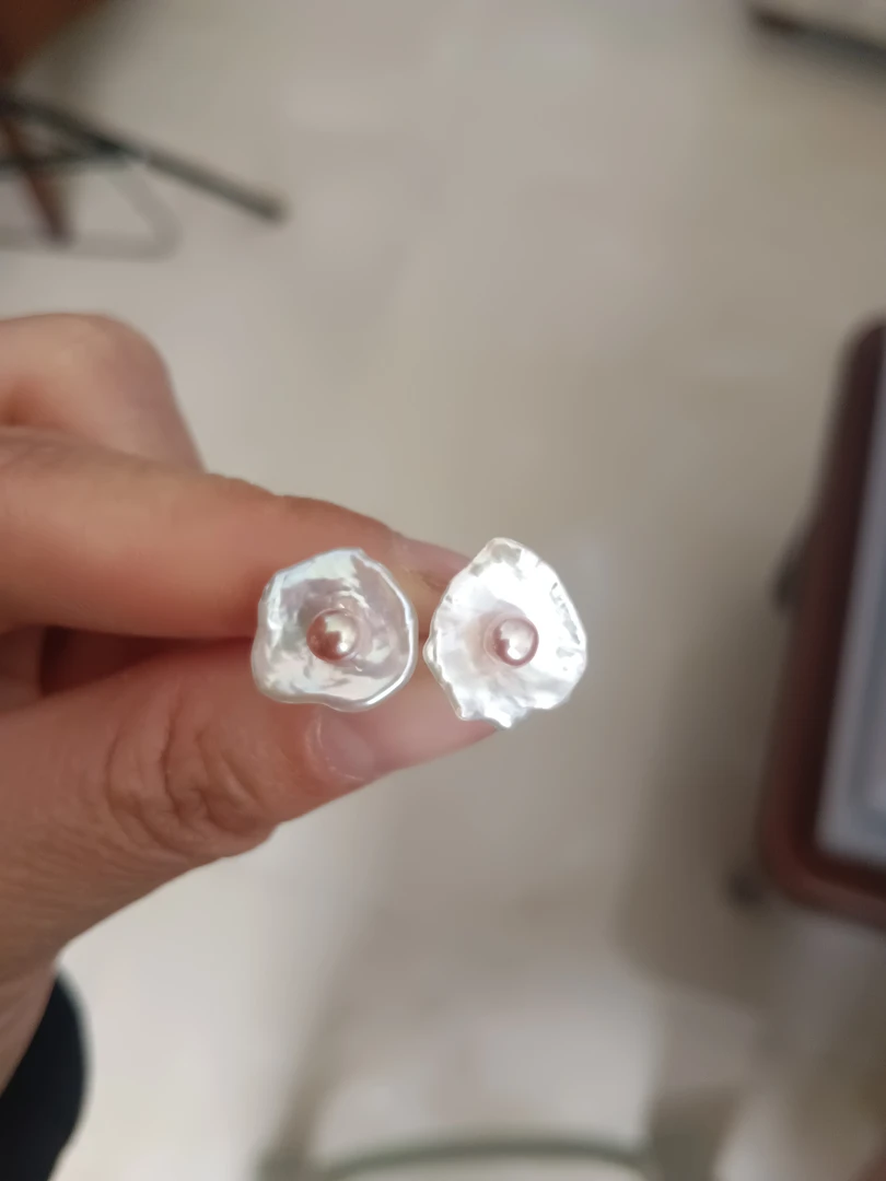 天然花瓣珍珠耳饰可爱睡莲耳钉荷包蛋耳环少女多样性发货珍珠耳钉