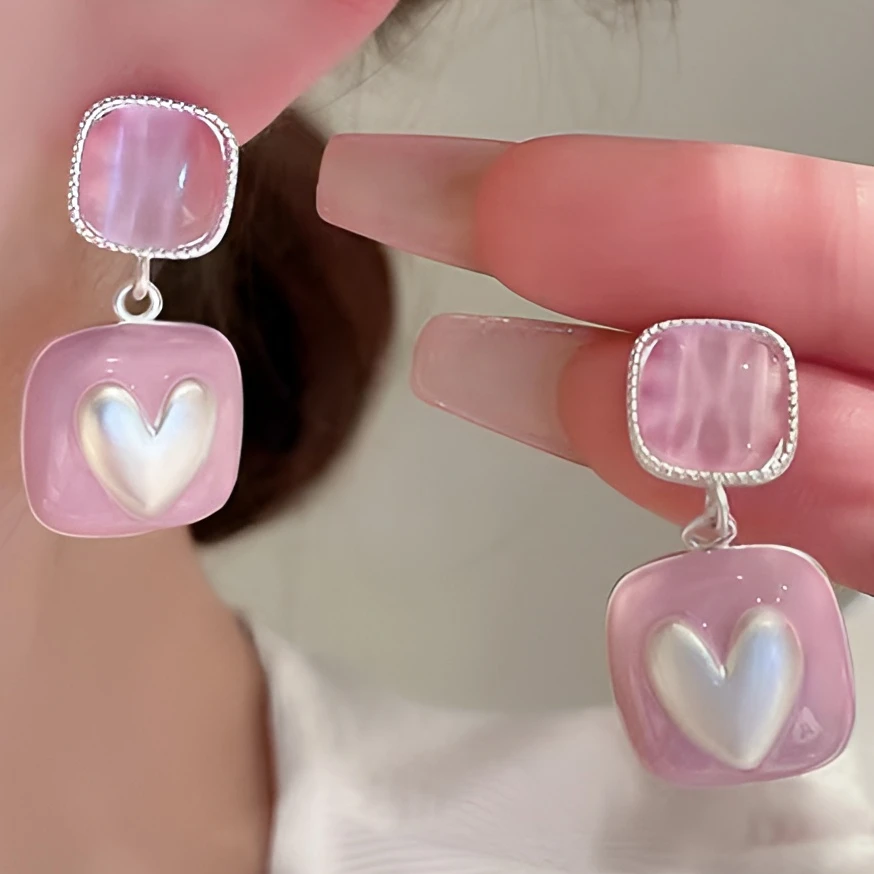 爱心方形粉色系清新少女轻奢风挂饰