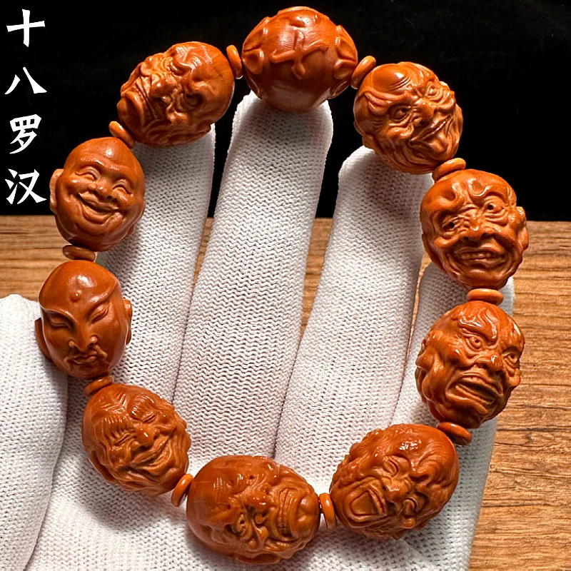 18罗汉橄榄核手串男款盘玩高端双面十八罗汉核雕文玩精雕雕刻女款