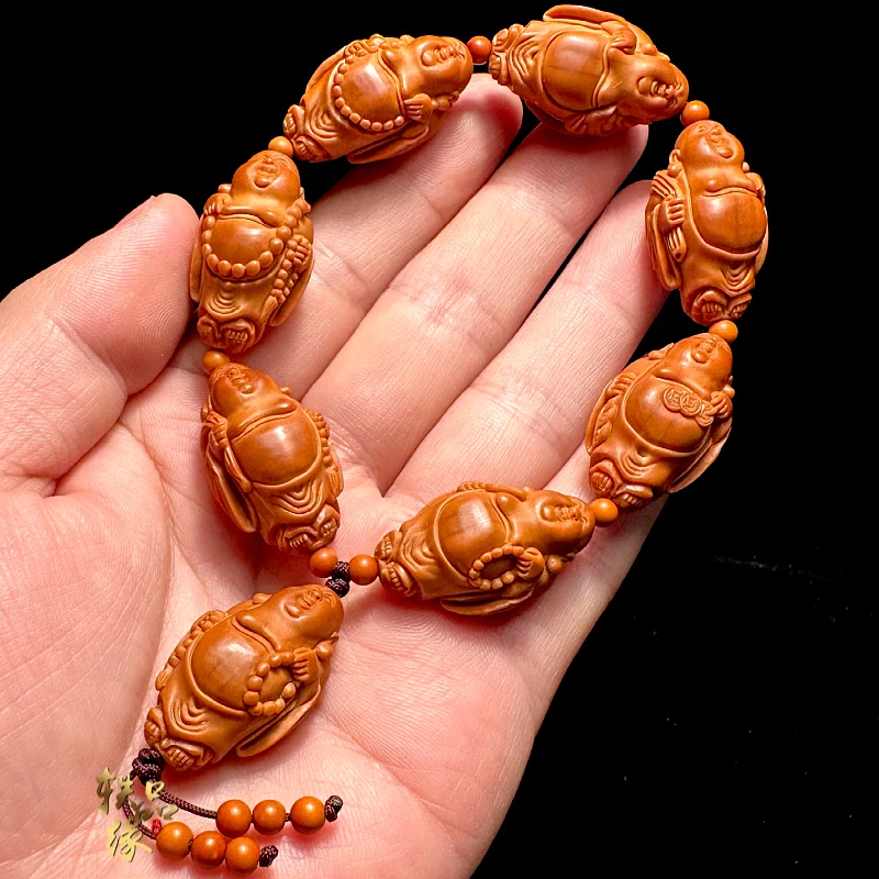 八宝弥勒橄榄核手串男款盘玩男士高端文玩核雕精雕雕刻笑佛女款