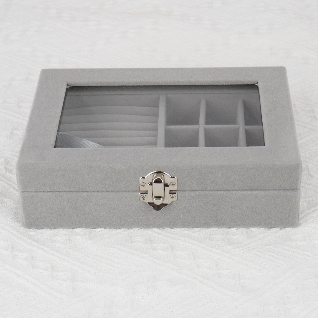 首饰盒/箱 时尚创意单层精致透明玻璃防尘戒指耳饰高级饰品收纳盒