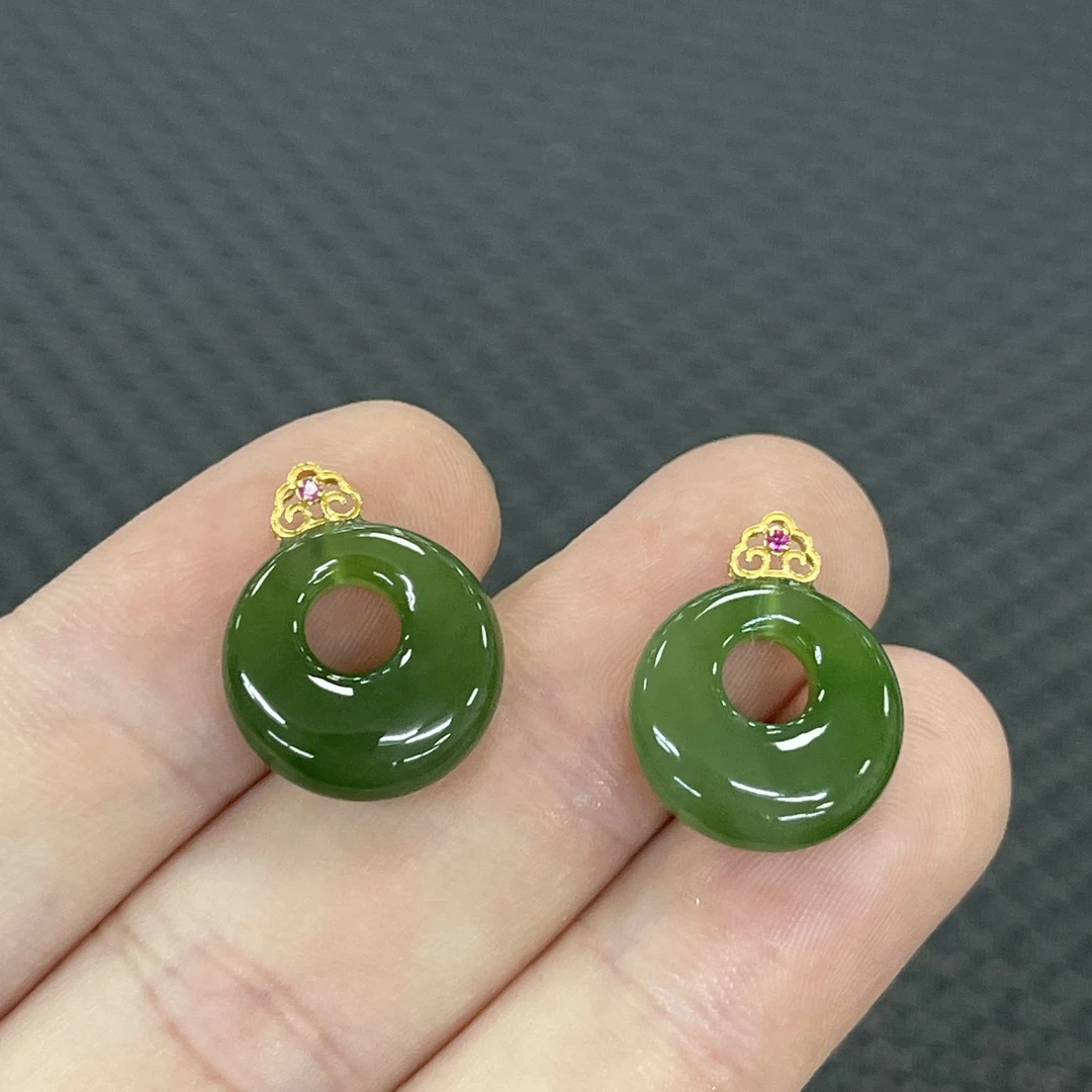 【老郑家】18K和田玉平安扣吊坠 多样性发一件 不带链 1783