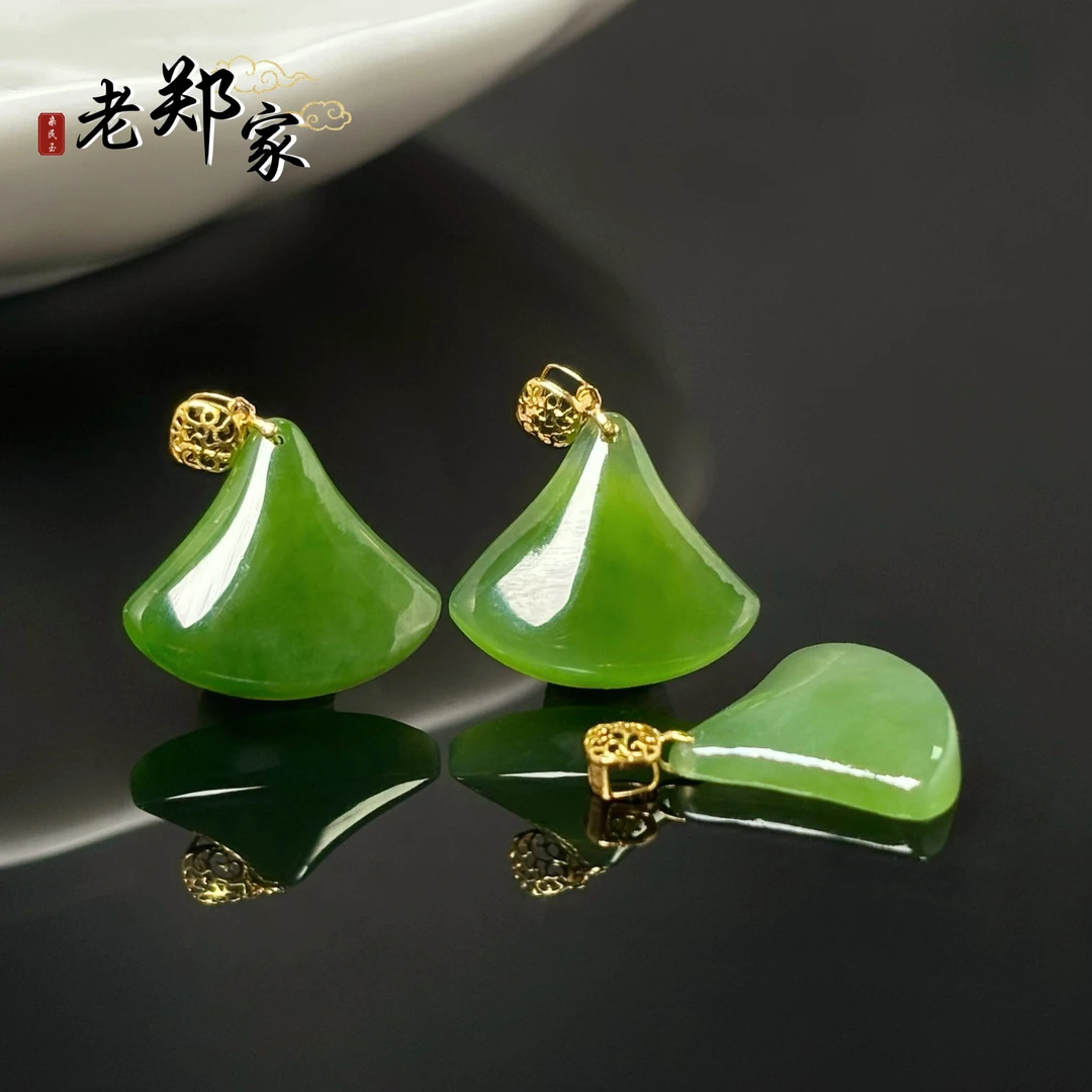 【新疆和田玉老郑】18K金镶和田玉挂件 多样性发1件不带链2610