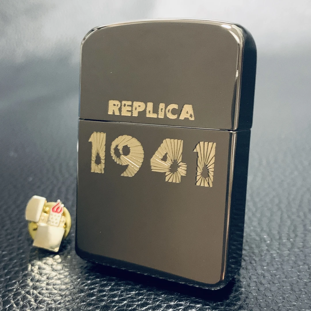 Zippo韩版打火机1941复刻版黑冰双面雕刻烫金 停产数字专利号底刻