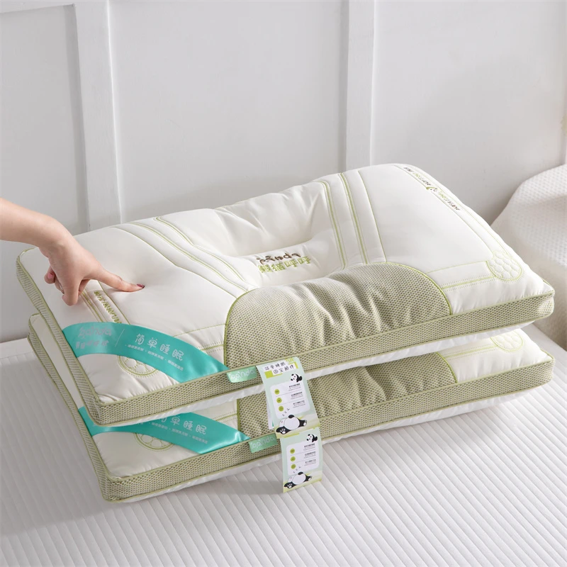 熊猫呼呼超柔枕芯裸感护触肤护颈睡眠透气云朵呼吸颈养睡眠枕低枕