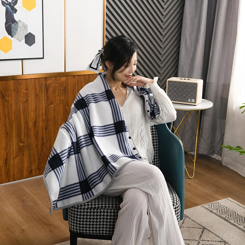 加厚新款时尚双面绒多功能百搭毯休闲披肩毯子盖毯毛毯柔软午睡毯