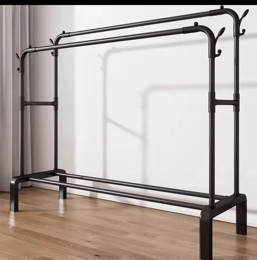 晾衣架加粗简易落地阳台晒衣服架子家用卧室家用晾衣杆折叠挂衣架