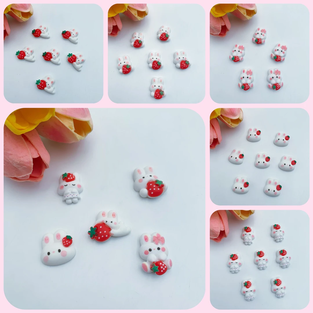 【小蚂蚁饰品】草莓兔贴片  饰品配件草莓兔diy贴片蝴蝶结发饰儿童