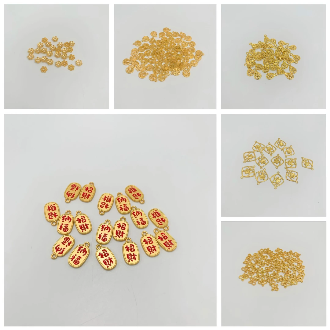 【小蚂蚁饰品】合金保色喇叭福牌祥云锁DIY手工发饰材料