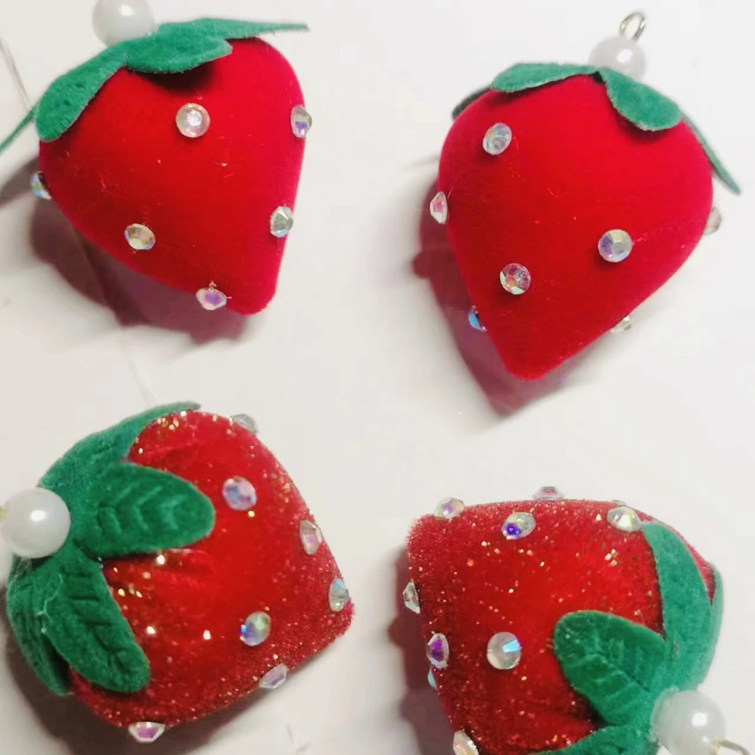 【小蚂蚁饰品】草莓配件diy布艺材料草莓diy材料