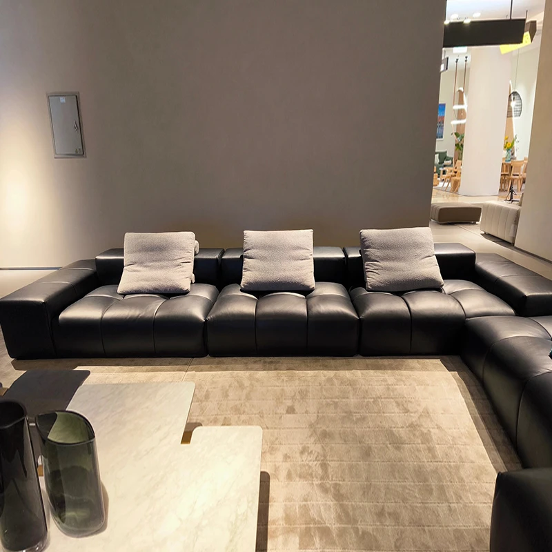 意大利极简真皮Saba像素沙发头层牛皮设计师大平层意式客厅大户型