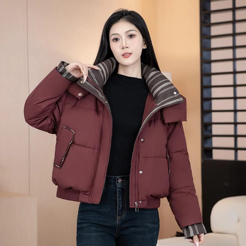 时尚连帽棉服女短款冬季洋气宽松显瘦加厚御寒小个子棉衣外套