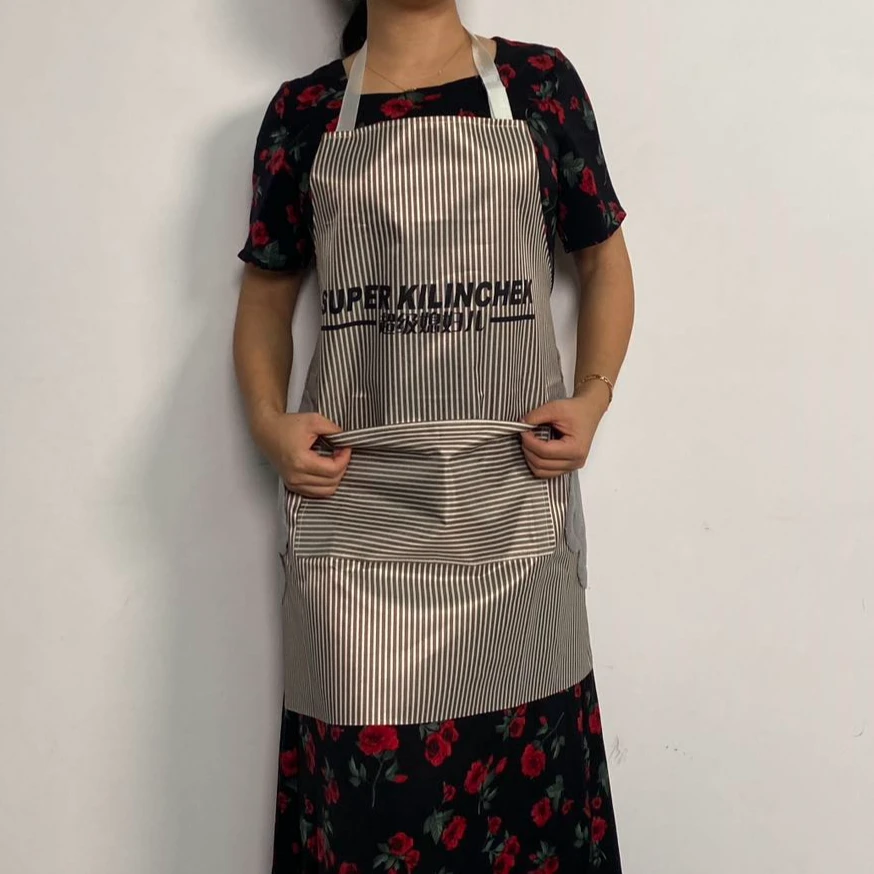 家用防水 清洁围裙厨房厨师炒菜做饭工作服围巾加厚带擦手珊瑚绒