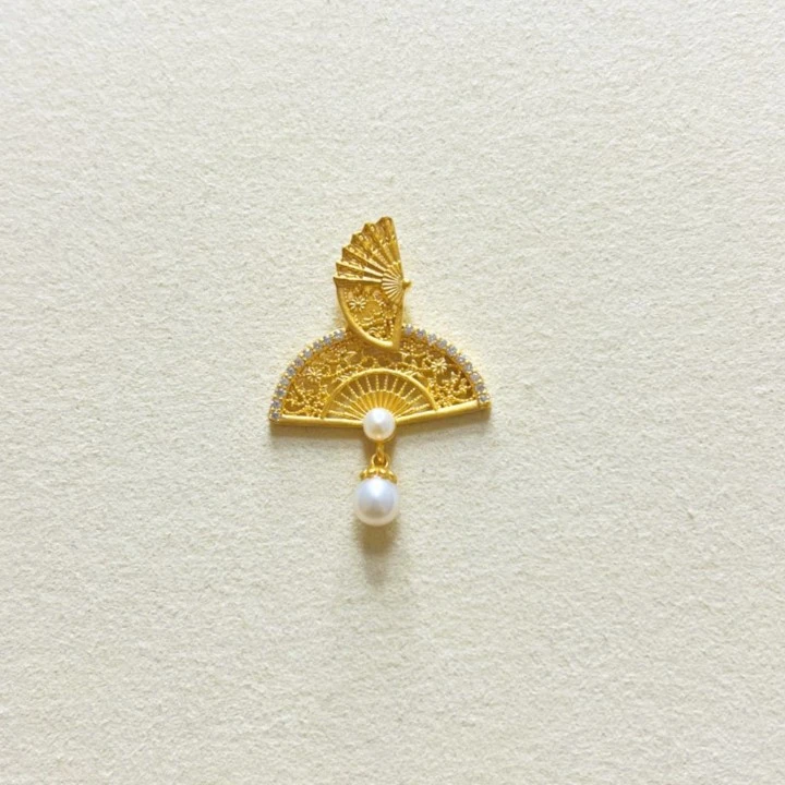 云珑珠宝甄选 足金999 复古扇子吊坠   总重出售