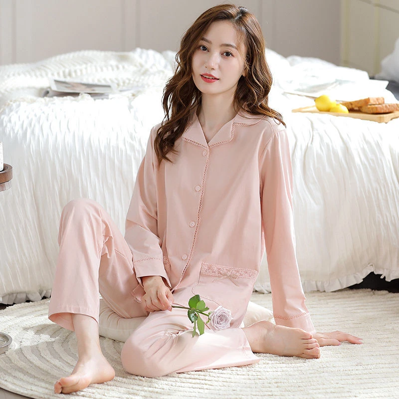 睡衣女春秋纯棉长袖长裤新款秋季女款月子服坐月子开衫家居服套装