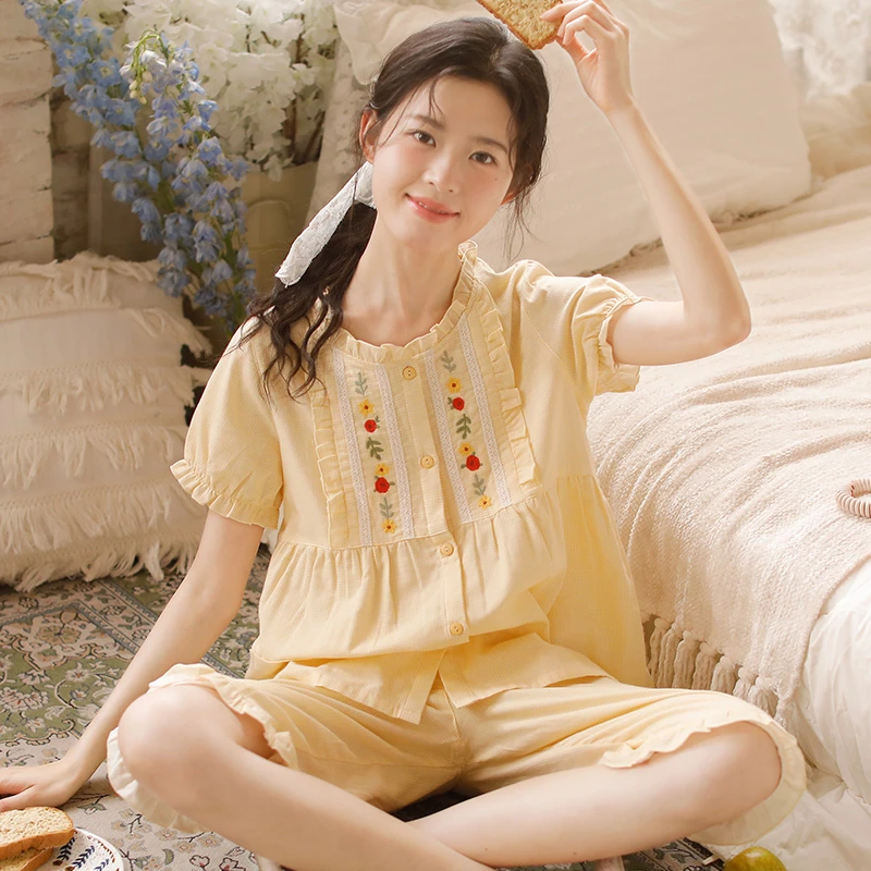 睡衣女夏季女款爆款2025新款套装出门款夏天女士妈妈可外穿家居服