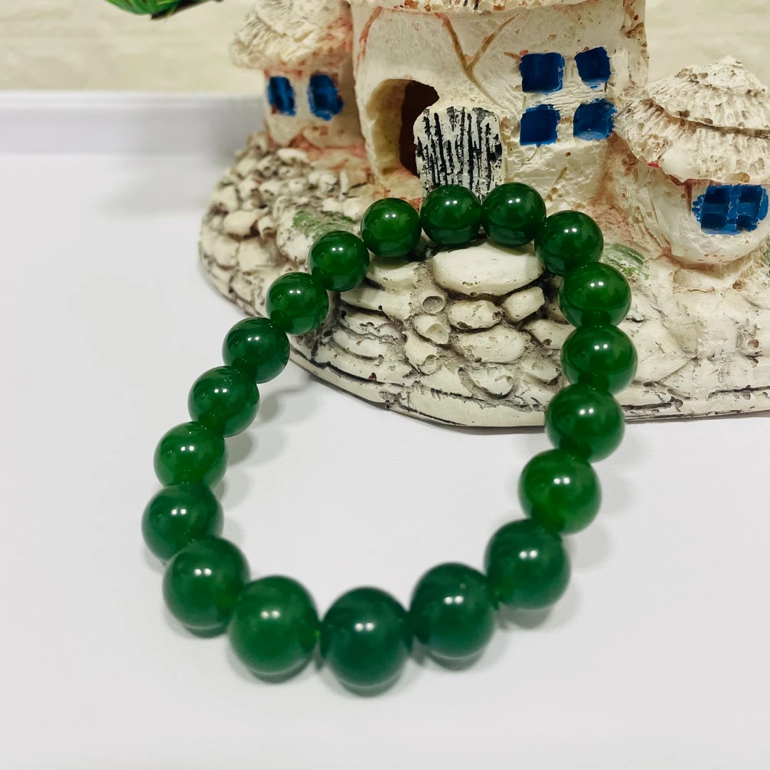 精品天然菠菜绿10mm手串百搭气质精美单圈时尚多样性发货一件