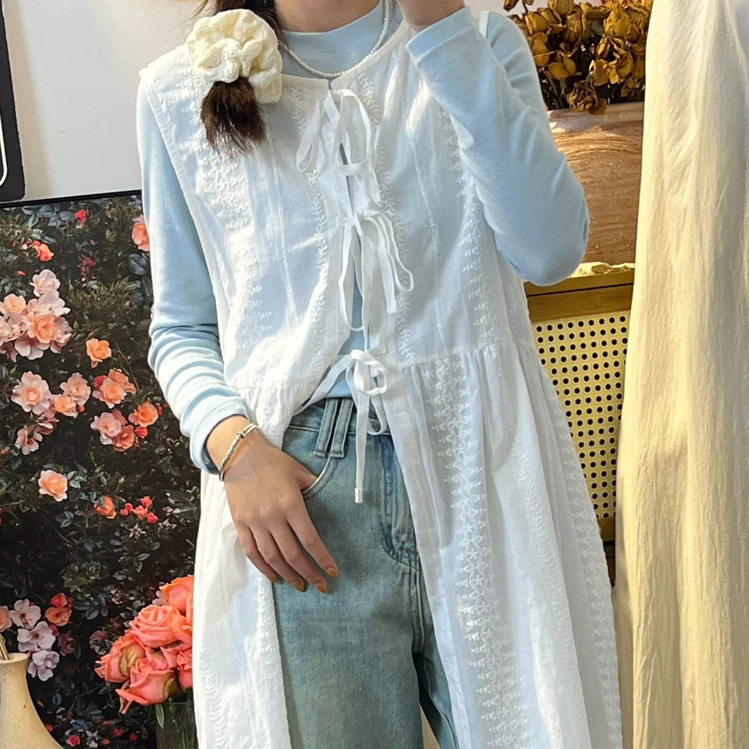 【小李】白色重工刺绣罩裙夏季薄款日系甜美