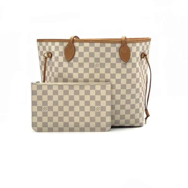95新 LouisVuitton/路易威登 牛奢网/LV白棋盘格中号nf/经典单肩