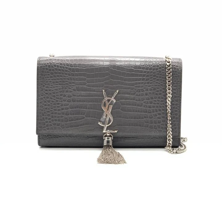 99新 YSL/圣罗兰 牛奢网/圣罗兰 流苏kate鳄压灰色/女士优雅