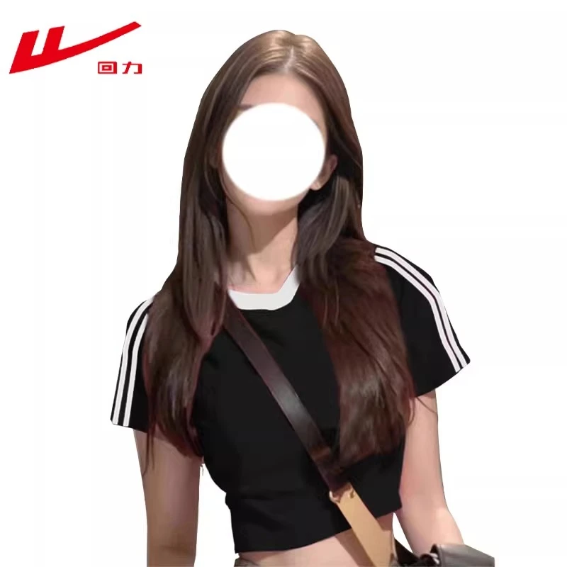 回力辣妹风纯棉短袖t恤女2025夏季新款设计感修身显瘦短款上衣潮