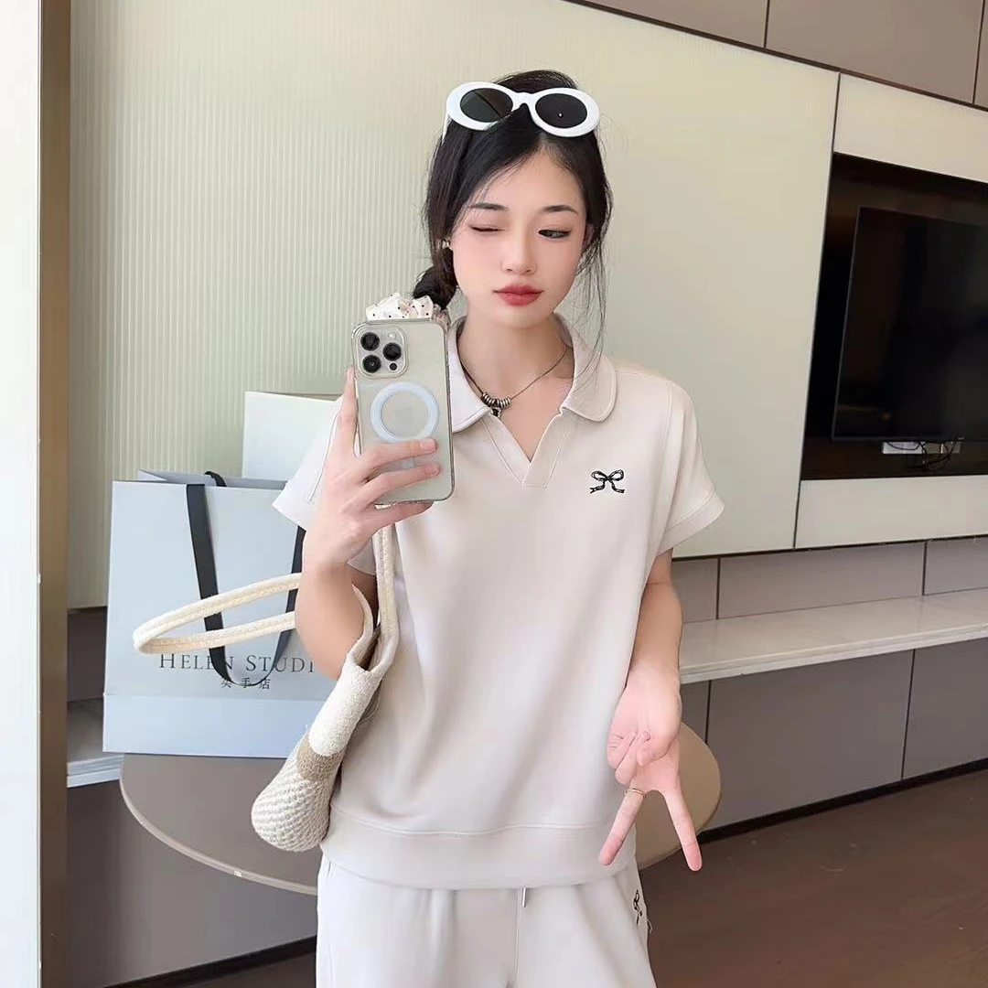 「时髦知识风」2024夏款新款女潮款简约休闲POLO短袖上衣IM-3189