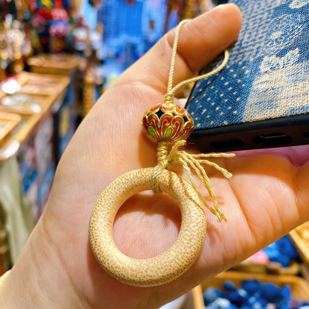 天然手工手机挂件竹指环金丝竹雕刻竹圈环挂件