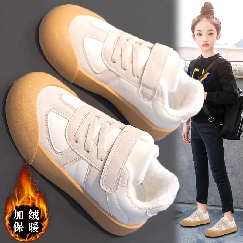 女童运动鞋冬季新款儿童加绒加厚保暖棉鞋中大童女孩德训板鞋冬鞋