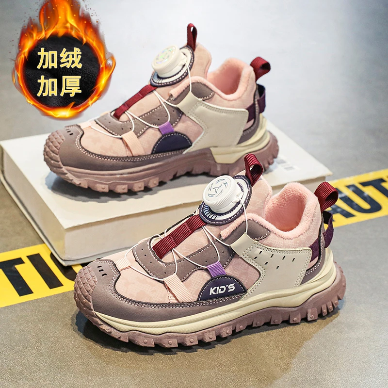 加绒运动鞋女童12-15岁冬季新款儿童加厚保暖棉鞋女孩6防滑跑步鞋