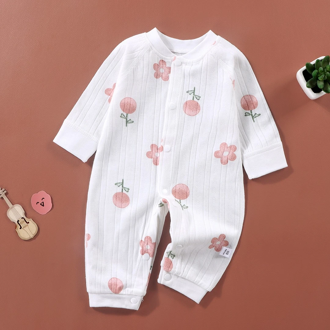 新生婴儿秋季连体衣纯棉婴儿爬服新生儿长袖哈衣长爬幼儿衣服