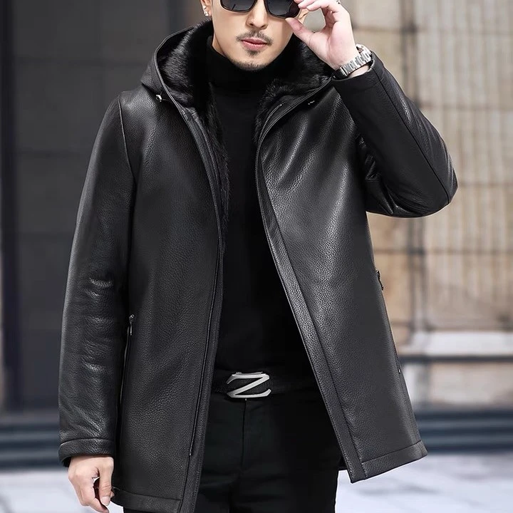 断码 单件冬款清版休闲夹克男士皮装