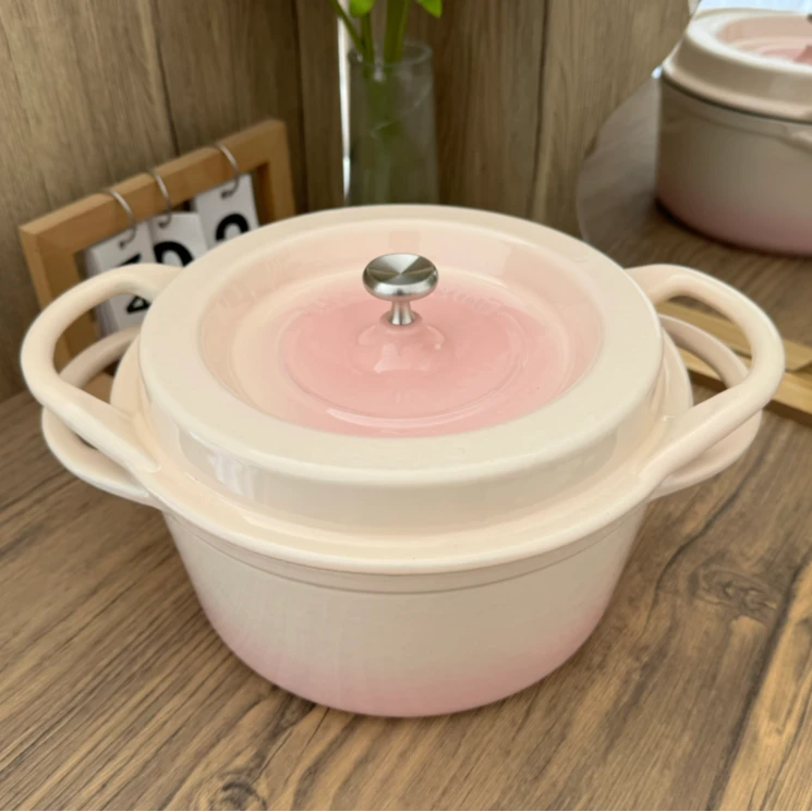 Larder&Vine23R樱花渐变内米白珐琅锅