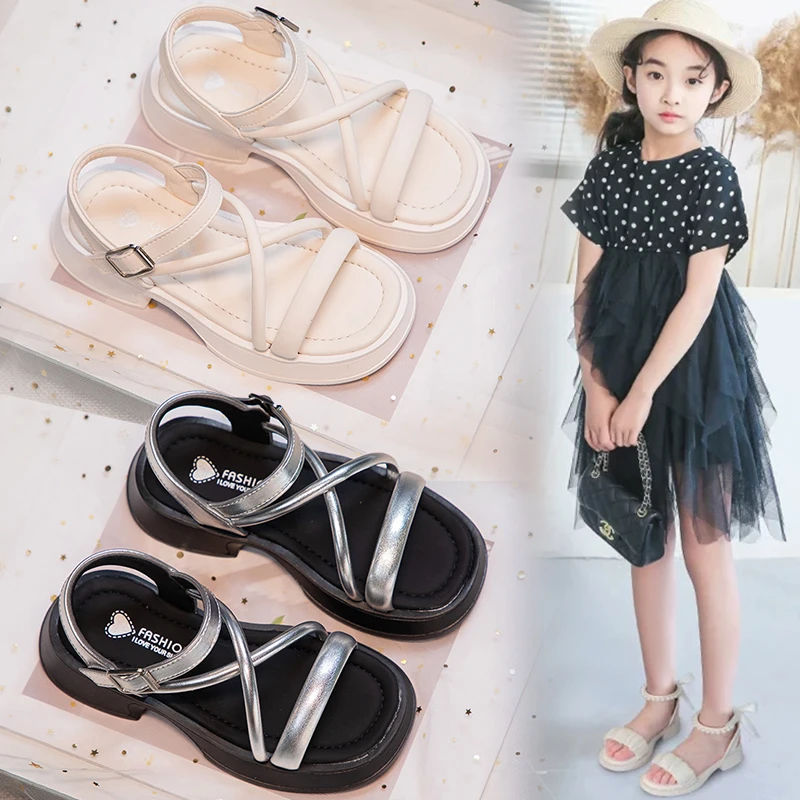 儿童凉鞋女夏季2025年休闲凉鞋网红厚底时尚爆款罗马沙滩鞋BK059