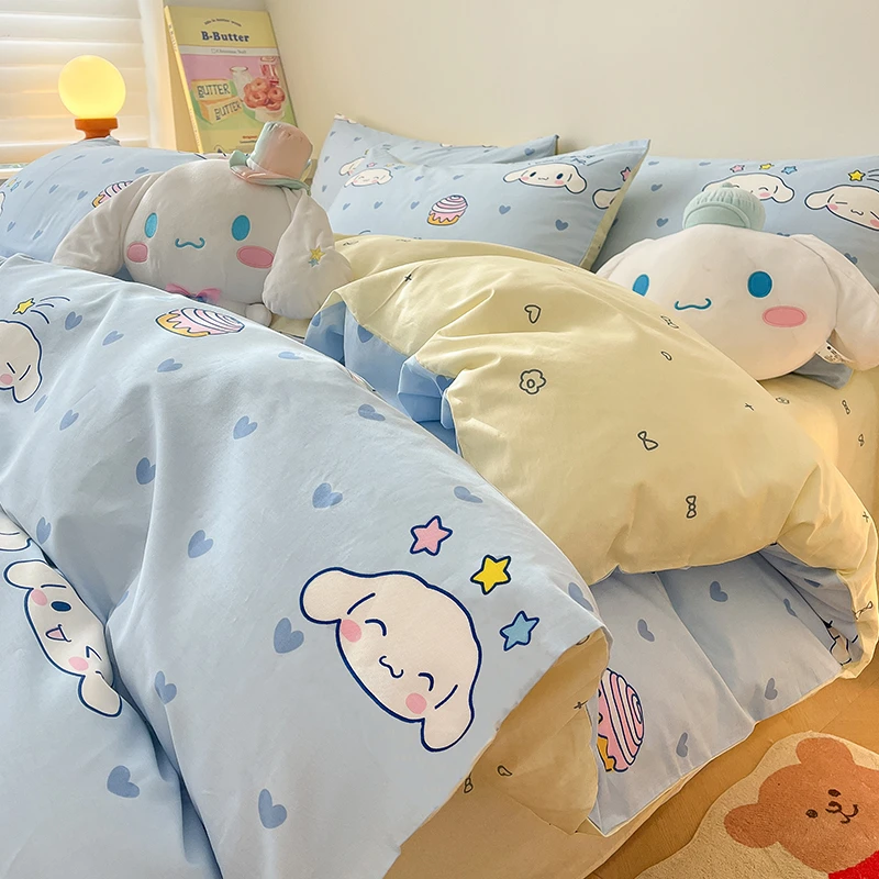 正版三丽鸥玉桂狗Kitty猫四件套纯棉100%被套床单宿舍三件套可爱.