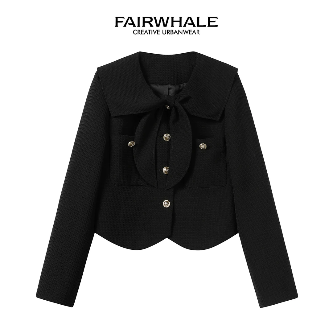 马克华菲女装短款海军领长袖复古外套 F23003A19