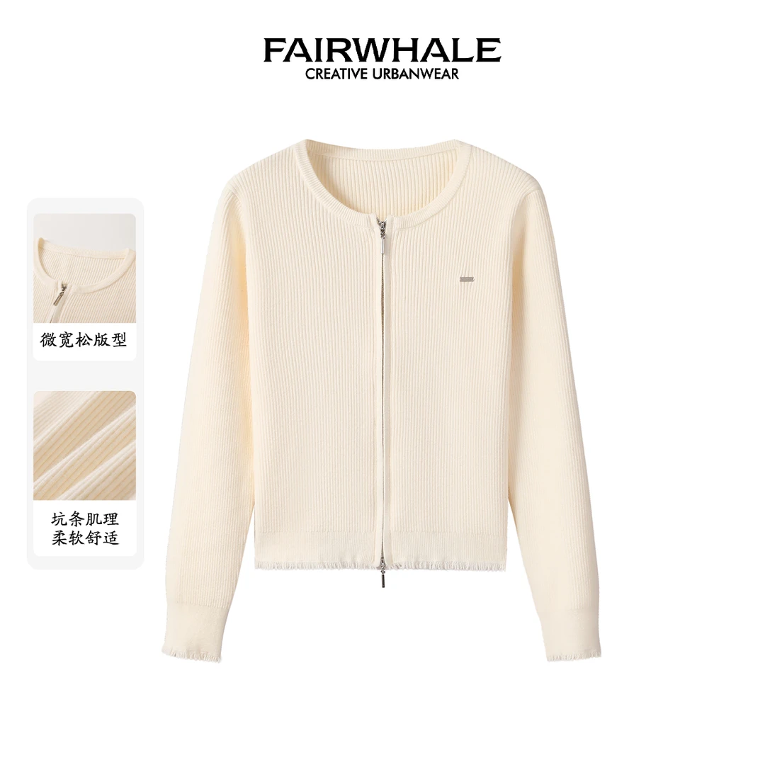 【高高专属】马克华菲女装休闲双拉链显瘦针织衫 F43004A041