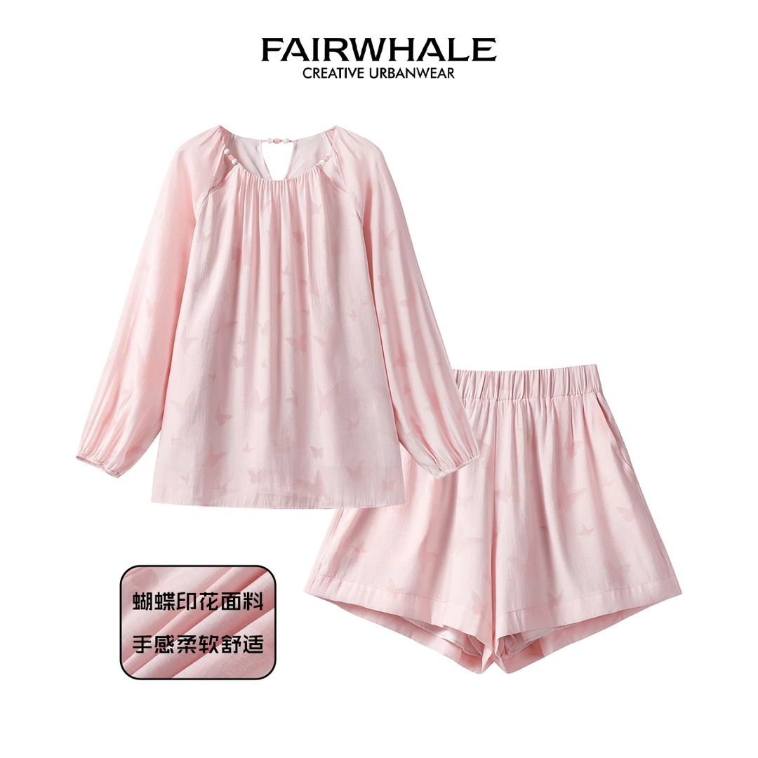 【直播】马克华菲女装复古轻薄A字上衣短裤套装F42028A147